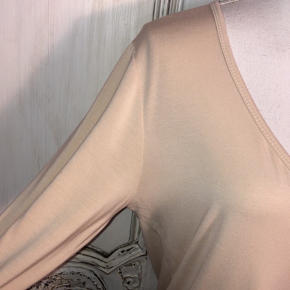 Emerette Deep V Neck Long Sleeve Soft Basic Jersey Knit Top Size Large - Picture 5 of 10